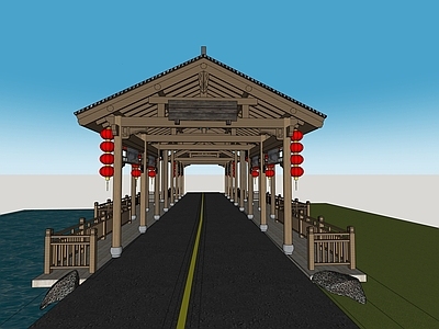 新中式其他景观小建筑 廊桥