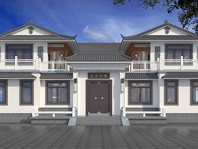 新中式中式风格建筑 新中式别墅 新中式别墅四合院 苏式别墅四合院 微派别墅四合院 中式四合院