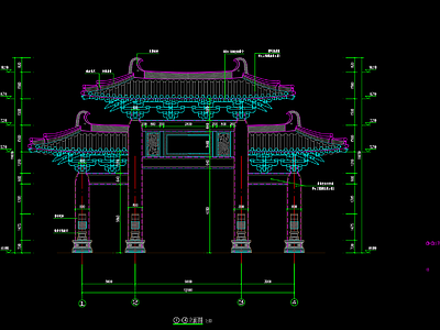 仿古建筑 牌坊 仿唐牌坊 古建牌坊 唐宋风牌坊 施工图