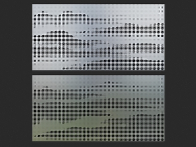 现代新中式背景墙 穿孔板 山水画穿孔板 山水画冲孔背景墙 渐变穿孔板 穿孔护墙板