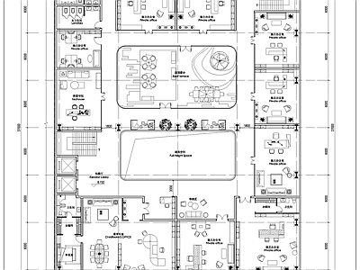 现代办公楼建筑 厂房改造办公楼 厂房改造 企业总部平面图 施工图