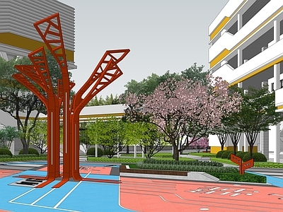 现代简约教育校园景观 现代中学校园景观 名校中学景观规划 中学校园景观