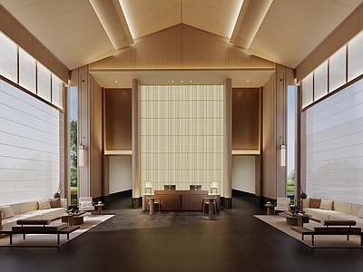 新中式其他公共空间 新中式接待大厅