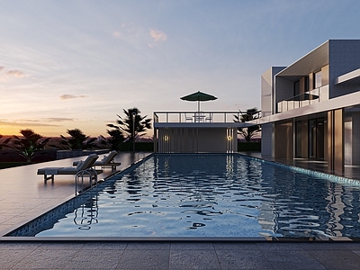 现代游泳馆 私人游泳池 别墅游泳池