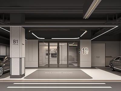 现代室内停车场 地下室停车场