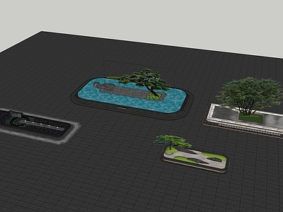 现代新中式其他景观小品 台盆景观 水景