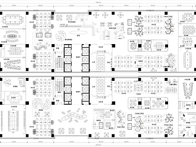 现代开放办公室 共享办公室 总经理办公室 办公会所 办公家具 CA 施工图