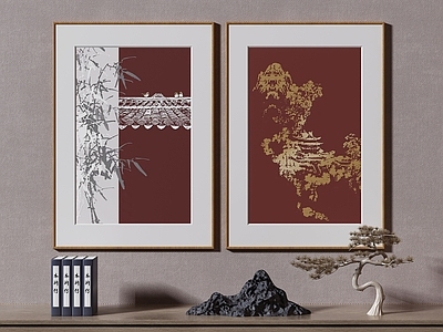 新中式挂画 油画 书房挂画 茶室挂画 客厅挂画 玄关挂画
