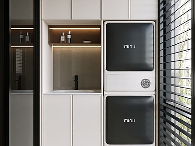 现代阳台 生活阳台 休闲阳台 阳台柜 洗衣机 扫地机