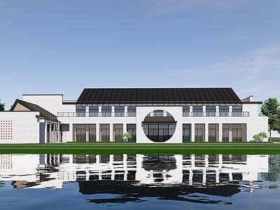 新中式现代小公建 新中式沿河会所 现代风格小公建 中式小会所