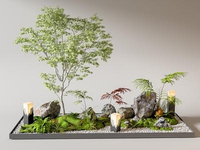 现代景观 小品 室内 植物组合 植物堆 微
