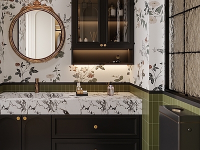 法式复古卫生间 干区卫生间 干湿分离卫生间
