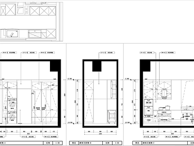 现代新中式厨房 厨房立面图 现代隔扇布局 厨柜电器用品 厨房布局 施工图