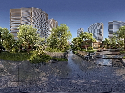 现代简约小区HDR hdr 居住区 住宅景观 园林黄昏