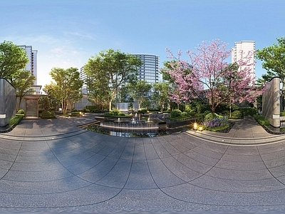 新中式轻奢小区HDR hdr 住宅景观 全景花园
