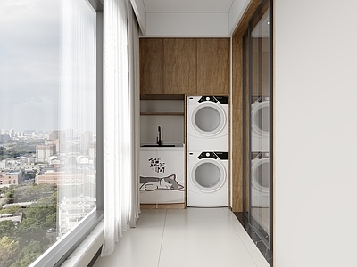 现代简约阳台 现代洗衣机柜 现代阳台洗衣机柜 生活阳台 休闲阳台