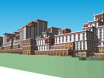 中式现代风格建筑 仿布达拉宫组豪宅 藏式风格住宅 羌族风格住宅 公寓式住宅 民族风格住宅组团