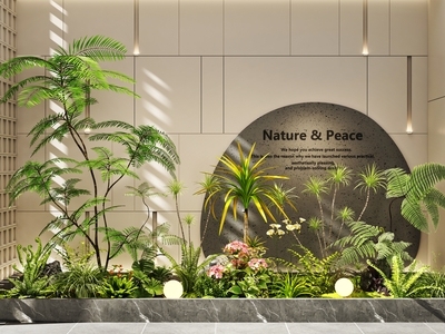 现代室内景观 景观造景 庭院景观 植物堆 绿植组合 庭院小品