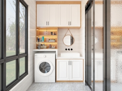 北欧阳台 家居阳台 洗衣机