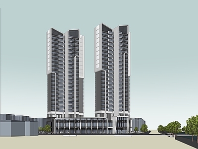 现代简约多层住宅 现代建筑 高层住宅