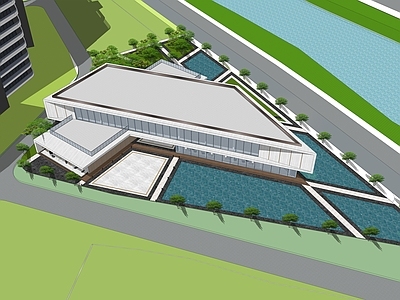 现代简约展览馆建筑 展示区 展览馆 宴会厅 现代公建 小建筑