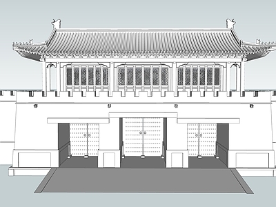中式古建筑 城门 古建筑 坡屋顶 古代大门 城墙