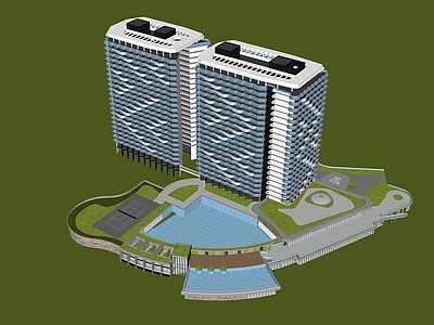 现代简约酒店建筑 温泉酒店建筑 高层酒店建筑 多层酒店建筑 滨海酒店