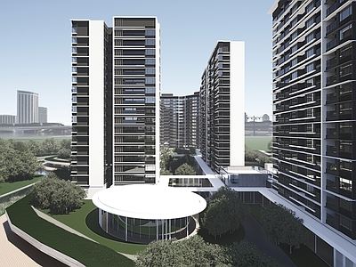 现代极简高层住宅 现代住宅 高层住宅 现代公寓 高层公寓