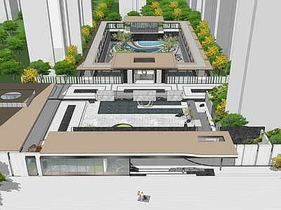 现代社区服务中心 展示区 小区大门 现代住宅大门