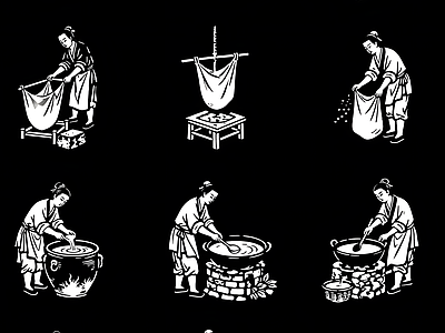 现代人物 古人磨豆腐 施工图