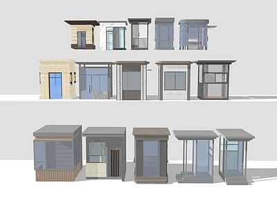 现代新中式办公园区景观 岗亭 主入口岗亭 厂区入口 示范区岗亭