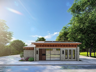 现代乡村民房 乡村建筑 木石结构建筑 单层建筑