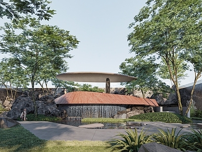 现代新中式其他景观小建筑 现代景观建筑 下沉庭院 微地形