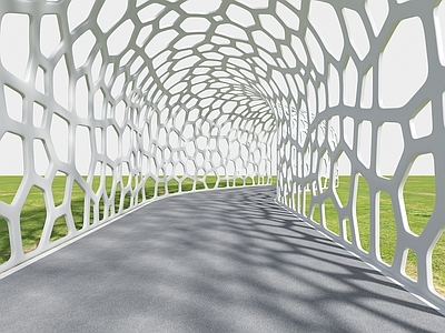 现代廊架空间 现代廊架 异形廊架 镂空廊架 景观小品 绿道
