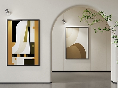 现代美术馆 美术馆 艺术空间 展览设计 简约挂画