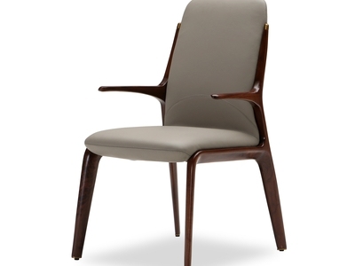 意式简约餐椅 皮椅 木椅 胡桃木实木