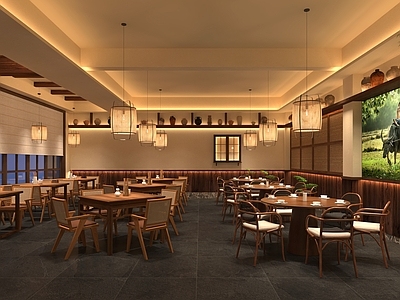 中式简约中餐厅 土菜 田园风