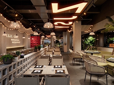 现代工业烧烤店 现代工业风餐厅