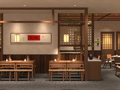 中式极简中餐厅 中餐厅 明档