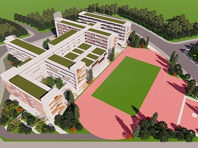 现代初中 初中学校建筑 初中学校教学楼景 初中教学楼建筑 学校建筑景观 教育建筑初中学校