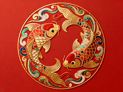 新中式中式挂件 年年有余 金鱼 金色鲤鱼 鱼跃龙门
