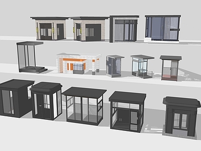 现代新中式办公园区景观 岗亭 厂区入口 园区入口 幼儿园入口 入口岗亭