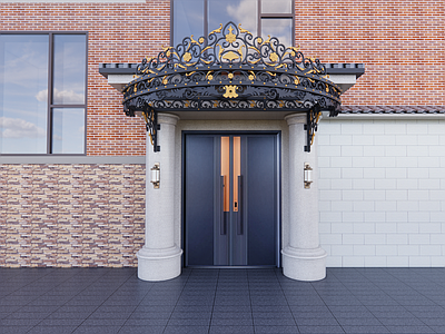 欧式法式雨棚 入户门雨棚 金属棚 遮阳棚 玻璃雨棚