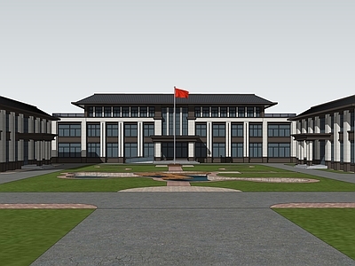 现代新中式市政厅 政府大楼 办公楼 社区服务楼