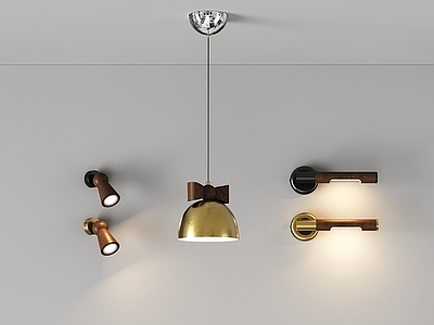 侘寂中古灯具组合 床头小吊灯 床头小壁灯