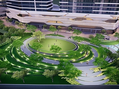 现代新中式景观公园 公园景观 展示区公园