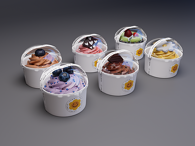 现代甜品面包店 纸杯蛋糕一组 带盖纸杯蛋糕一组