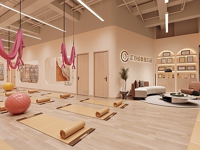 现代奶油瑜伽室 瑜伽 舞蹈室 普拉提 培训 形体
