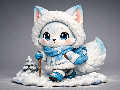 现代雕塑 雪狐 雕塑 美陈 AIGC 冬季
