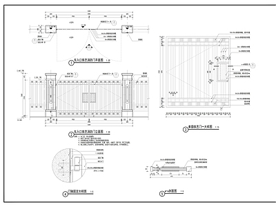 门岗与安防 消防大门 铁艺大门 车行入口 车行门 施工图